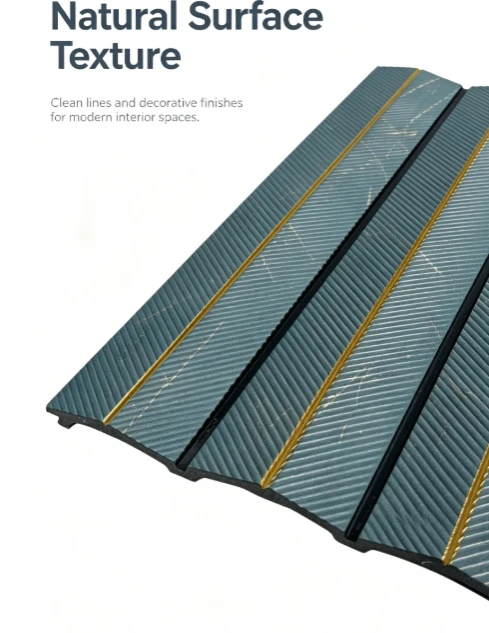 Teal Stripe Gold Inlay PS Wall Panel high quality